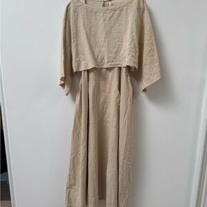 Beige Two-Piece Linen Dress Set